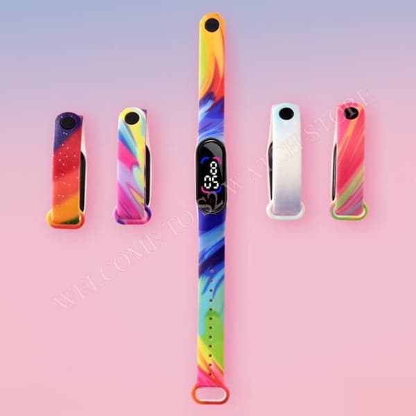 BLUETOOTH WATCH-SMART WATCH ,M6B--Rainbow Watches for Kids Pojkar Creative Watch Vattentät Mjuk Silikon BH