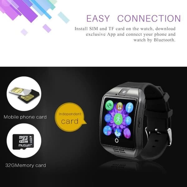 Q18 Bluetooth Smart Watch Svart