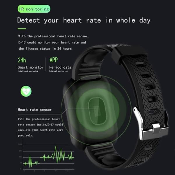 BLUETOOTH WATCH-SMART WATCH, svart--116 Plus smartklocka för män kvinnor, blodtrycksmätare, vattentät,
