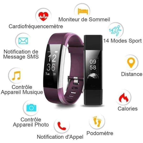 Connected Watch Dam Herr Connected Armband Pulsmätare Smart Watch Vattentät IP67 Smartwatch Sportklocka