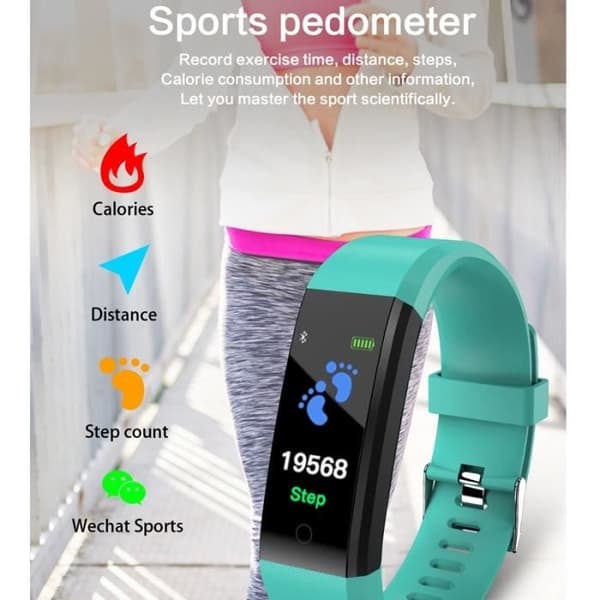 Connected Armband - ID115 Plus - Smartwatch - Pulsmätare - Blodtrycksmätare - Stegräknare