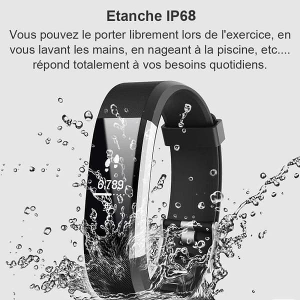 Connected Watch Smartwatch Marqueune Vattentät IP68 Stegräknare för iPhone Samsung Huawei Smartphone Dam Herr Blå