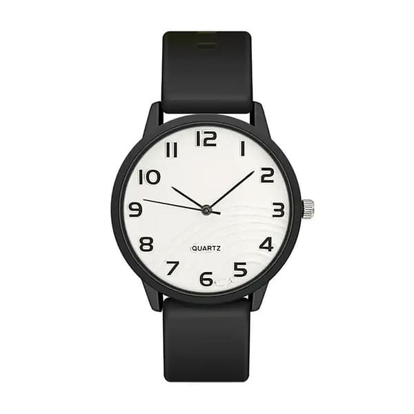 Stilren klocka med silikonarmband - Svart / Vit