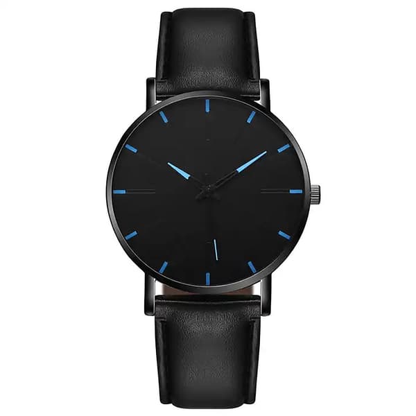 Modern stilren klocka med armband i äkta läder - Välj färg