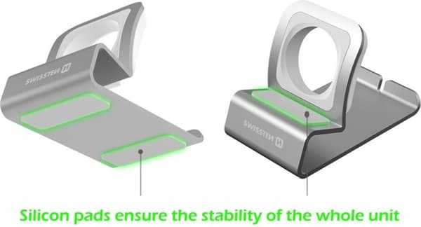 Swissten Aluminium stander - Velegnet til Apple Watch - Grå