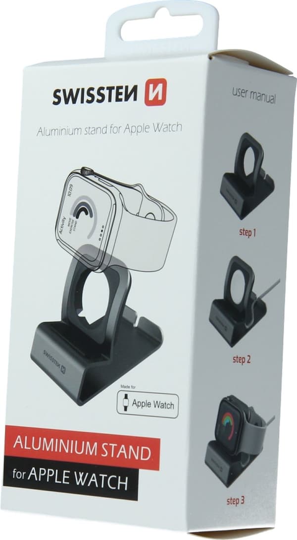 Swissten Aluminium stander - Velegnet til Apple Watch - Grå