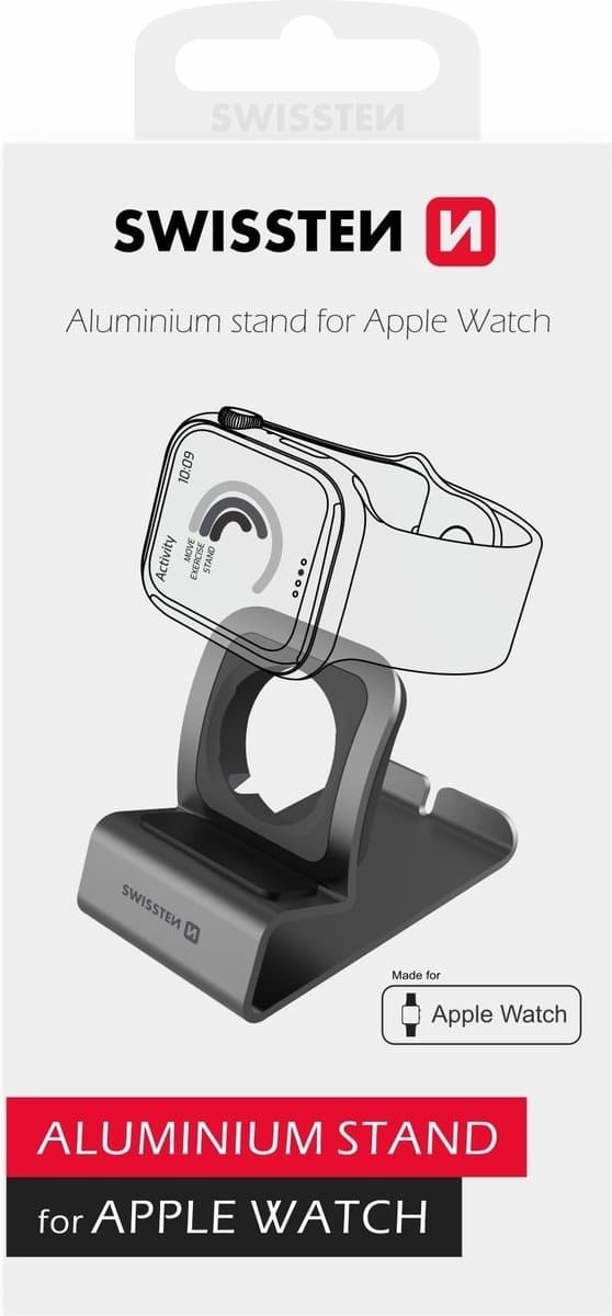 Swissten Aluminium stander - Velegnet til Apple Watch - Grå