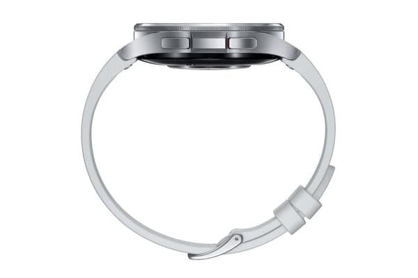 Samsung Galaxy Watch6 Classic - 47 mm - smartwatch med rem - hybrid øko-læder - sølv - remstørrelse: M/L - skærm 3,73 cm (1,5") - 16 GB - NFC, Wi-Fi,