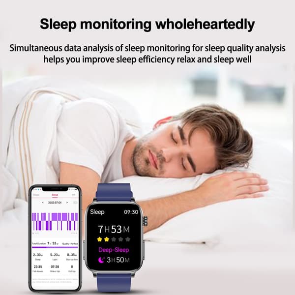Smartklokke med puls, søvnmonitor, skritteller IP68