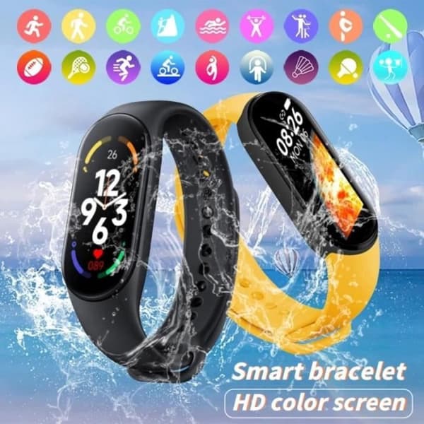 M7Magnetic Black-M7 sport smart klocka för män och kvinnor, smart armband, frekvenskort