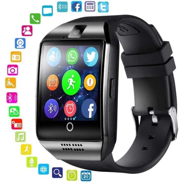 Q18 Smart Watch, Armbandsur med pekskärmskamera TF SIM-kortplats, Sport Fitness Tracker Smart Watch Po