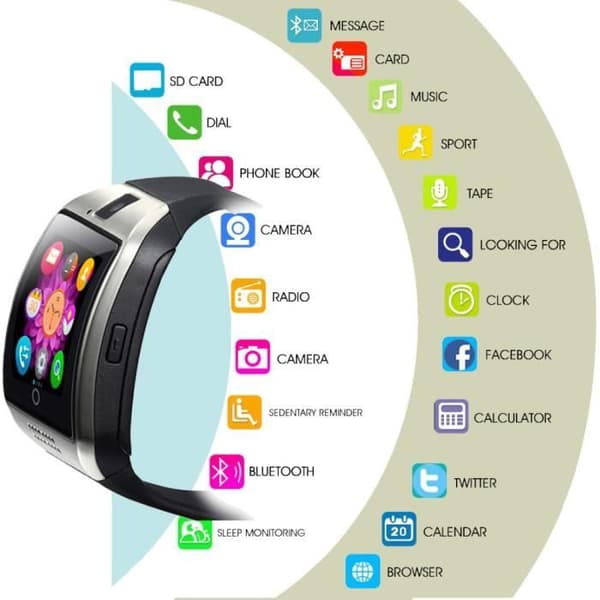 dz09 svart - Smart klocka med Q18-kamera, Bluetooth, SIM-TF-kortplats, d20-DZ09, för apple