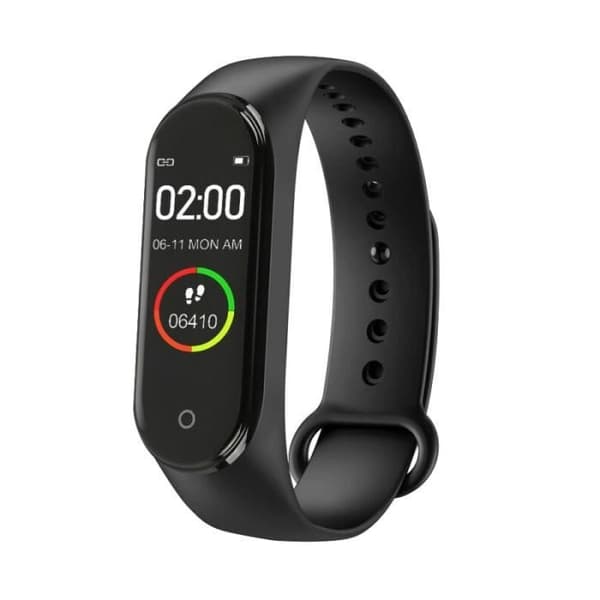 Svart M4 Smart Watch för män och kvinnor, sportarmband, puls- och blodtrycksmätare