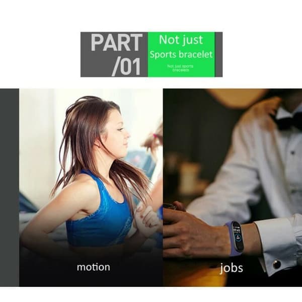 Blue M4 Smart Watch för män och kvinnor, sportarmband, puls- och näramonitor