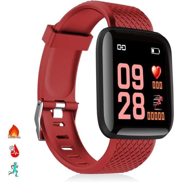 Smart Armband Id116 Bluetooth 4.0 färgskärm, hjärtmonitor, puls- och multisportläge, röd, medium (Dmab0[u1704]