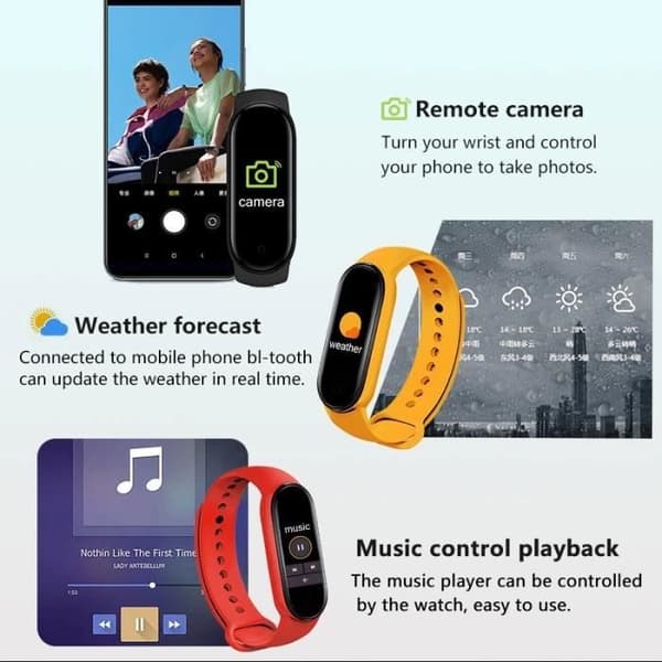 Svart M7 Vattentät Smart Watch för barn, Fitness Tracker Armband, Smart Watch