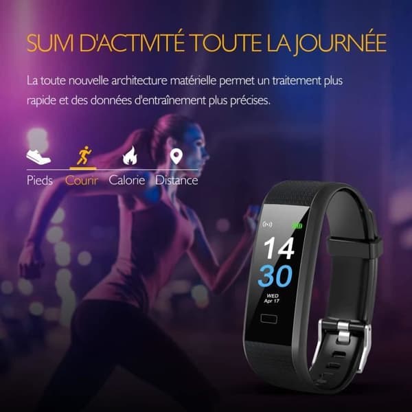 Connected Watch Connected Armband Stegräknare Smartwatch Cardio Herr Dam Vattentät IP68 Multifunktionell sportklocka för Android