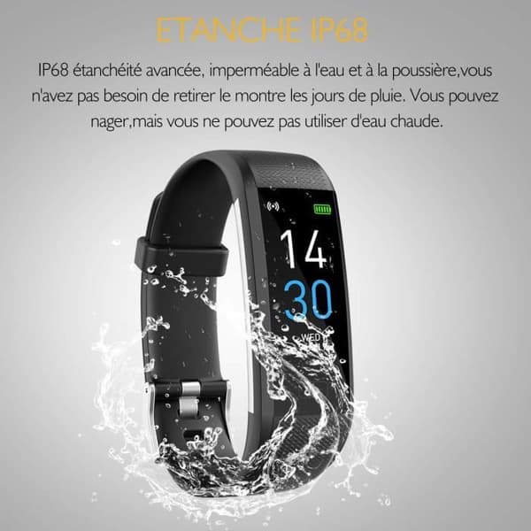 Connected Watch Connected Armband Stegräknare Smartwatch Cardio Herr Dam Vattentät IP68 Multifunktionell sportklocka för Android