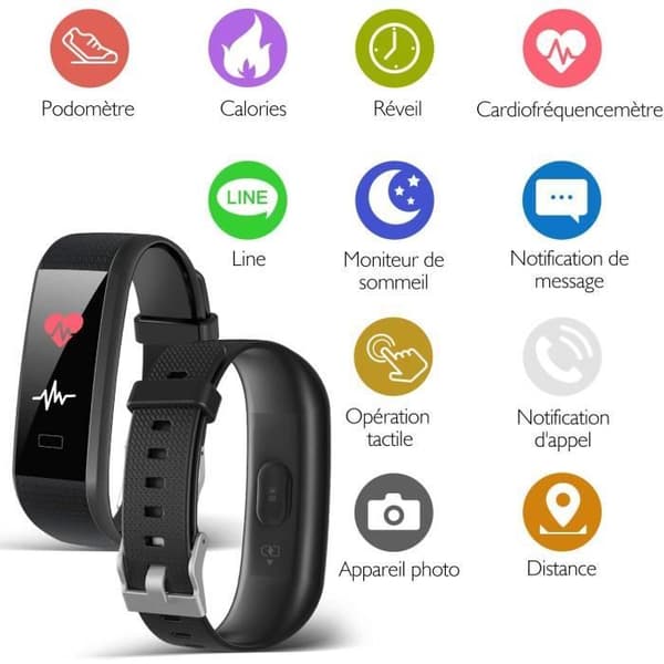 Connected Watch Connected Armband Stegräknare Smartwatch Cardio Herr Dam Vattentät IP68 Multifunktionell sportklocka för Android