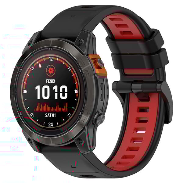 Silikonarmbånd til Garmin Fenix 7X / Fenix 7X Pro 26mm - Sort/Rød