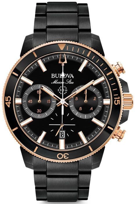 Bulova Marine Star herrklocka 45 mm svart safirkvarts 98B302