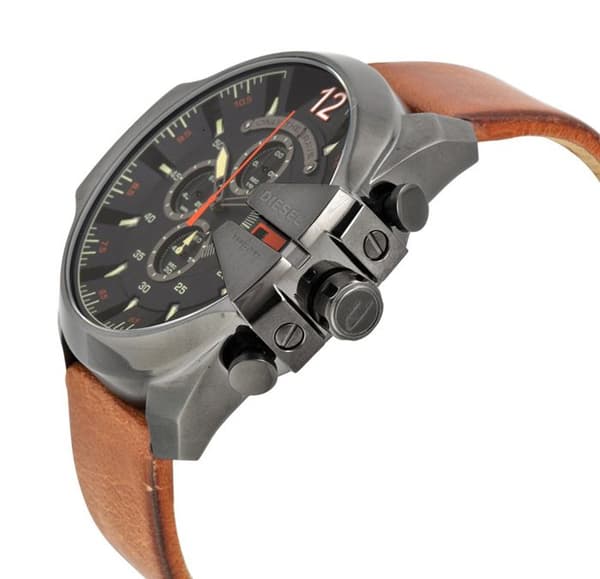 Klocka - Diesel - Mega Chief DZ4343 - Läderarmband - Brun färg - Man
