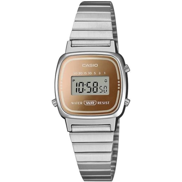 Casio Watch - Dam - LA670WES-4AEF - Rostfritt stål - Silver - Guld