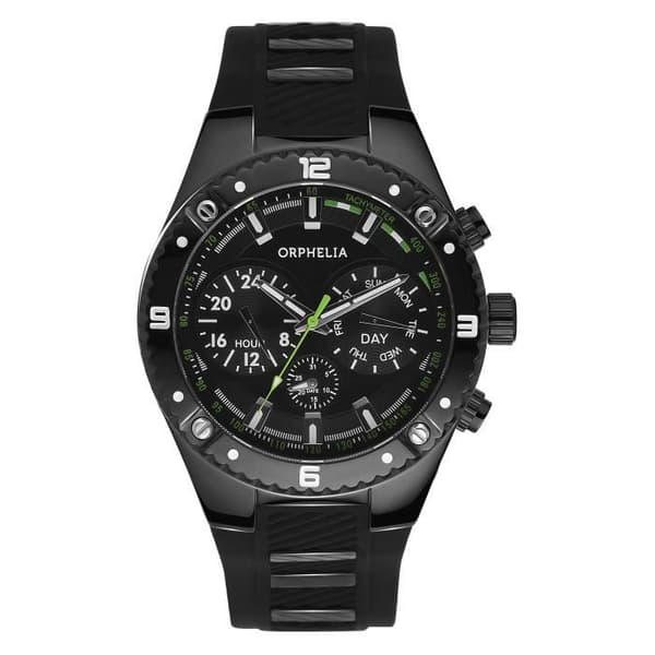 Klocka - ORPHELIA - OR86502 - Kvarts - Svart Silikon - 5 bar - Flera Urskivor