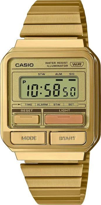 Casio Watch - Dam - A120WEG-9AEF - Guld rostfritt stål - Vattentålig 3 Atm - Kvarts - Digital