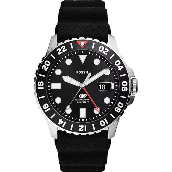 FOSSIL Herrklocka FS6036 - Svart silikonband - Vattentålig 10 Atm - Diameter 46mm