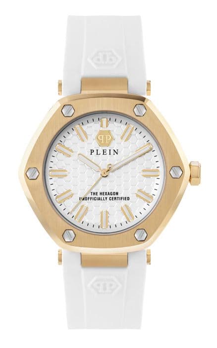 Philipp Plein Klocka - Dam - PW1BA0123 - Vit silikon - 38mm - Guld - Kvarts - Vattentät 5 bar