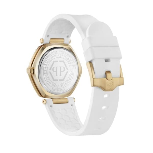 Philipp Plein Klocka - Dam - PW1BA0123 - Vit silikon - 38mm - Guld - Kvarts - Vattentät 5 bar