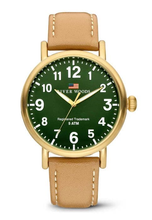 River Woods Analog Quartz Läderklocka för män RW420022