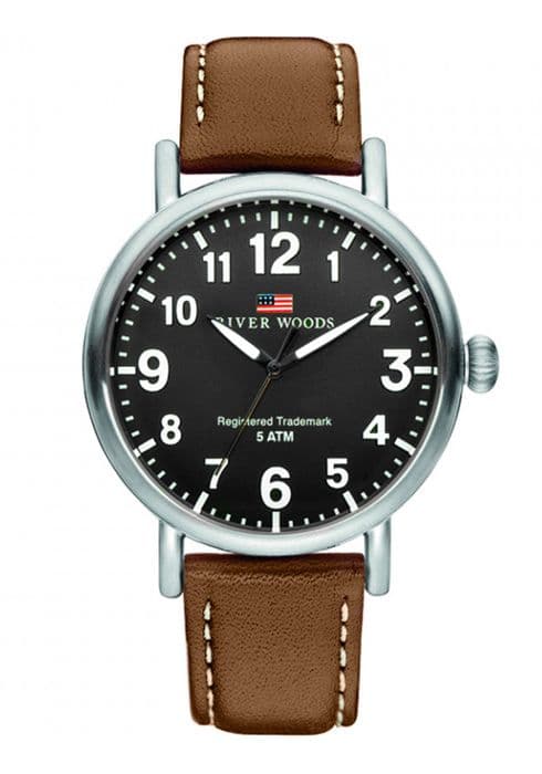 River Woods-Herr Analog Quartz Movement Läderklocka - RW420021
