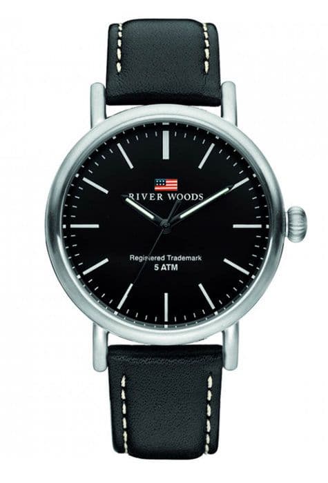 River Woods Analog Quartz Movement Läderklocka för män RW420023