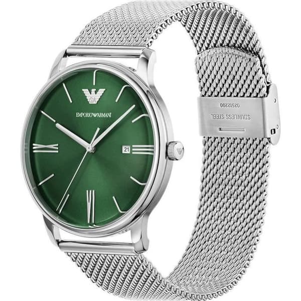 Emporio Armani herrklocka AR11578 - Silver Rostfritt stål - 42mm - Grön - Stålarmband - 5 bar - 83g