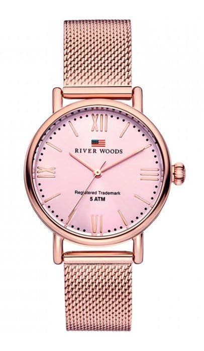 River Woods-Analog Quartz Movement Watch för kvinnor i rostfritt stål RW340029