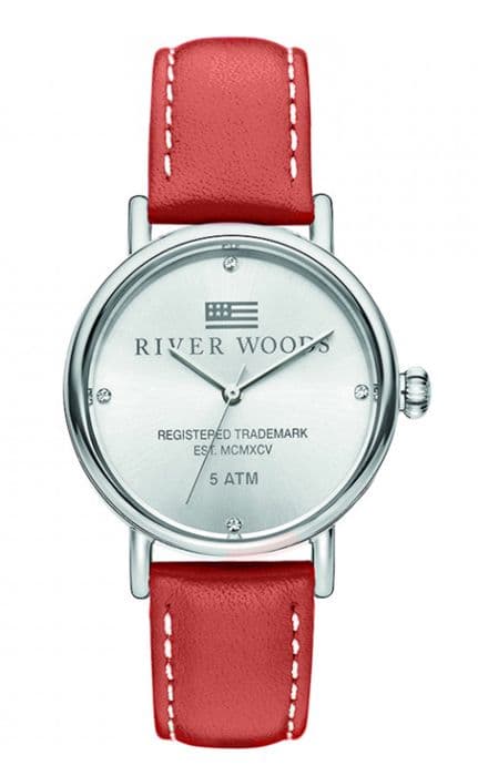 River Woods-Analog Quartz Movement Läderklocka för damer RW340039