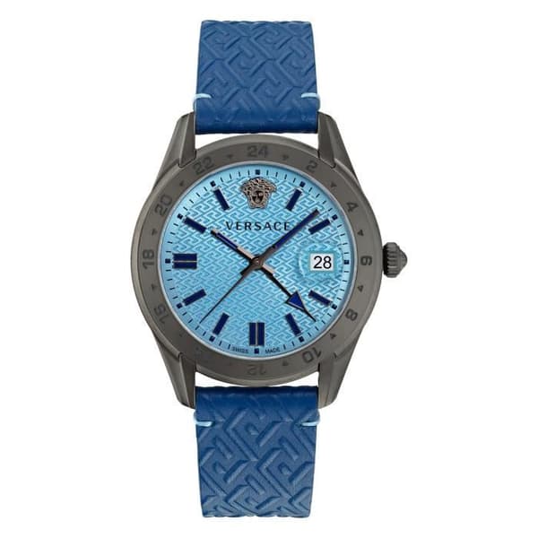 Herrklocka Versace VE7C00423 - Blå Läder - 41mm - 5 Atm