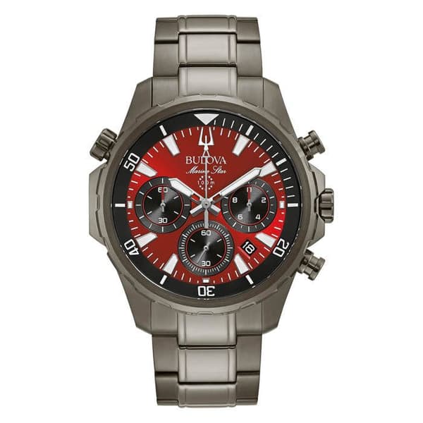 BULOVA - Herrklocka - Kvarts - Kronograf - Grått armband i rostfritt stål - 98B350