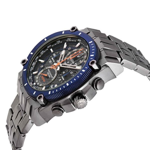 Bulova - Herrklocka - Kvarts - Kronograf - Grått armband i rostfritt stål - 98B343