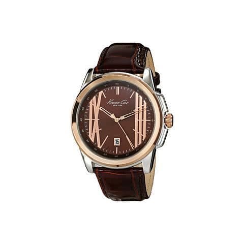 Klocka - Kenneth Cole - KC8096 - Kvarts - Alfanumerisk - Brunt läder