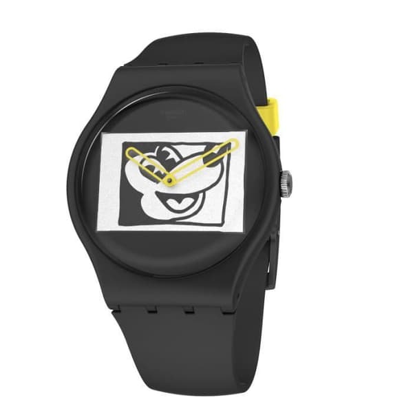 Swatch klocka MICKEY WHITE ON BLACK specialutgåva KEITH HARING 41mm - Quartz - Resin - Unisex