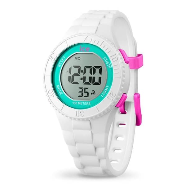 Barnklocka - ICE WATCH - Ice Watch digital - Vit - Silikon - Vattentålig 100m