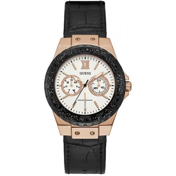 Klocka - Guess - W0775L9 - Läder Svart - Datumsvisare - Chic Dam