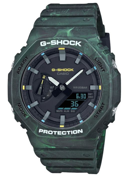 Klocka - Casio - GA-2100FR-3AER - Kvarts - Analog - Grönt plastband