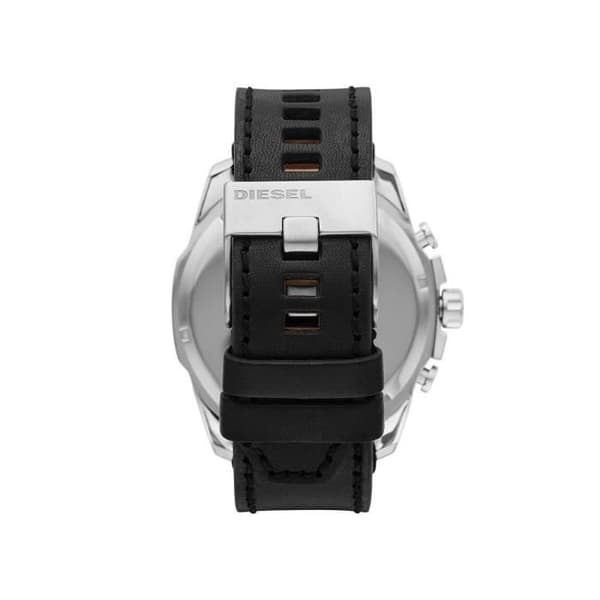 Klocka - DIESEL - MEGA CHIEF - Svart läder - Runt fodral 51 mm - Halsband ingår