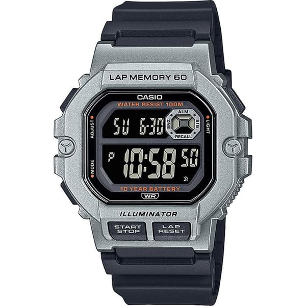 CASIO Sport Svart och Silver Resin Steel Watch - Vattentät 10 Atm - Automatisk - Digital - Herr