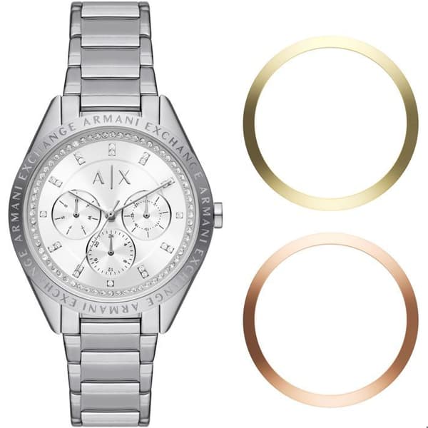 Armani Exchange Damklocka - AX7142SET i grått rostfritt stål - 5 ATM vattentät - Utbytbart armband