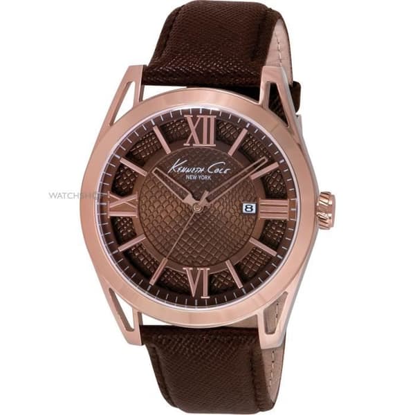 Klocka - Kenneth Cole - KC8073 - Kvarts - Alfanumerisk - Brunt läder